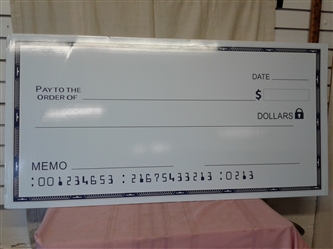 Giant Blank Check for Personalization Fake Check 47x24" THICK 0.2"