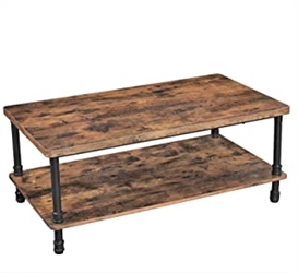 VASAGLE Industrial Coffee Table, Accent Table with Iron Pipe Legs