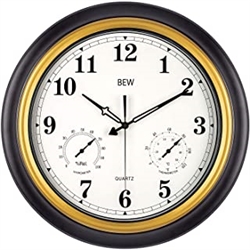 BEW Large Outdoor Clock, 18 Inch Thermometer & Hygrometer Combo Waterproof Wall Clock, Silent