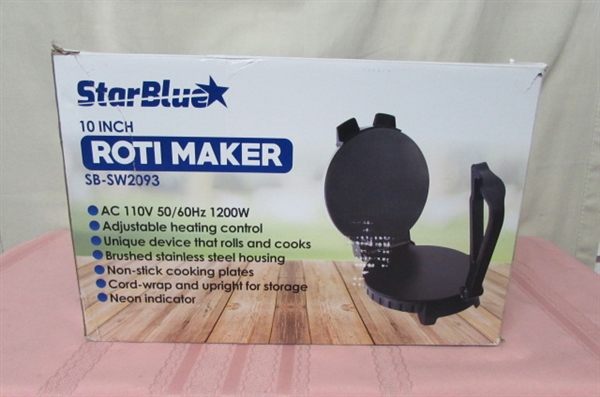 10 Roti Maker/Warmer by StarBlue with FREE Roti Warmer - Automatic Stainless Steel Non-Stick Electric 