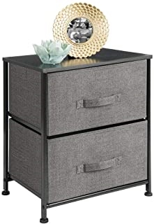 Vertical Dresser Storage Tower - Sturdy Steel Frame, Wood Top, Easy Pull Fabric Bins - Organizer Unit