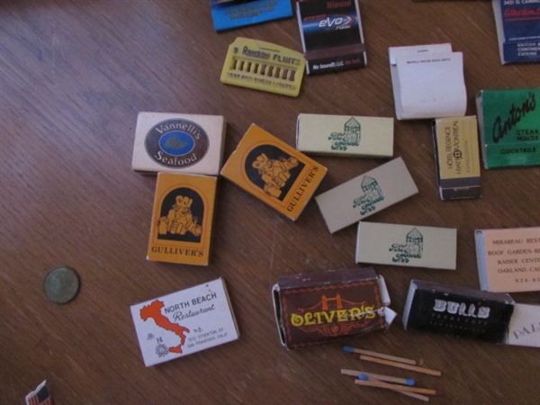 STAMP COLLECTION, MONEY, AND MATCHBOOKS