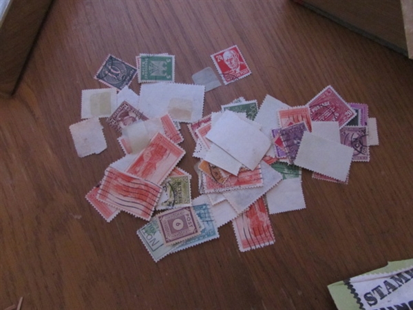 STAMP COLLECTION, MONEY, AND MATCHBOOKS