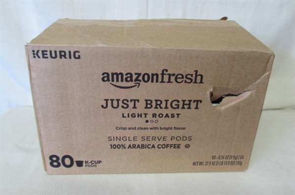 KEURIG AMAZON FRESH JUST BRIGHT LIGHT ROAST COFFEE PODS - 80 CT