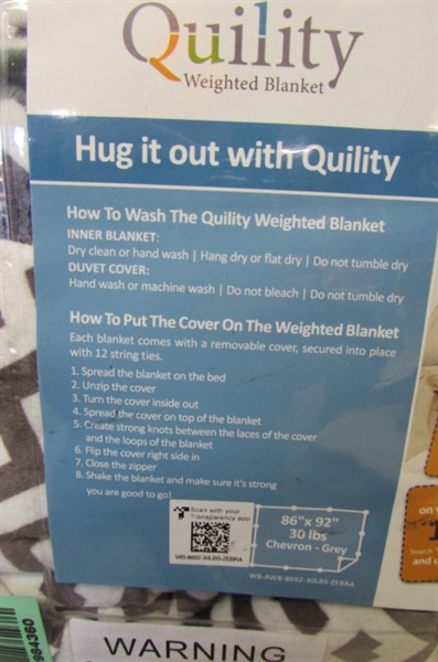 QUILITY QUEEN WEIGHTED BLANKET 30LBS WITH REMOVABLE MINKY COVER