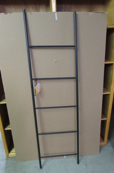 mDesign Metal Free Standing Bath Towel Ladder Storage Organization, Rack for Bathroom, Bedroom, Laundry Room - Matte Black