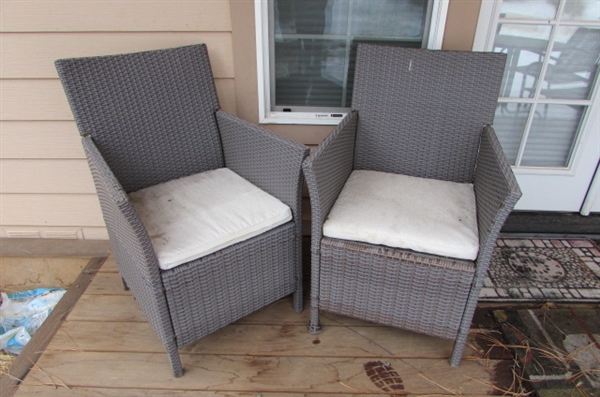 PAIR OF WOVEN PATIO CHAIRS
