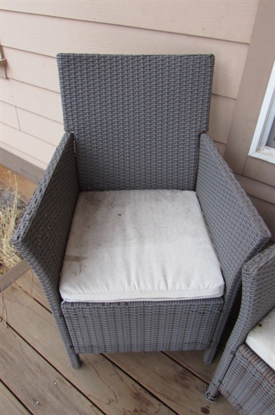 PAIR OF WOVEN PATIO CHAIRS