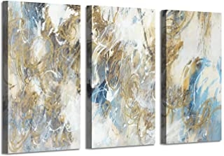 Abstract 3-Piece Artwork Picture Canvas Painting: Gold Foil Art Set for Wall Decor