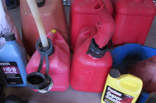 GAS CANS, MOTOR OIL & MORE