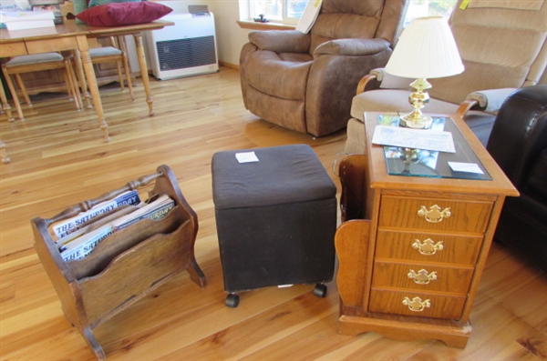 SIDE TABLE, STORAGE OTTOMAN & MAGAZINE HOLDER