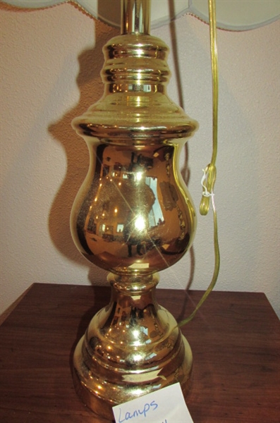 GOLD-TONE TABLE LAMPS WITH VICTORIAN SHADES