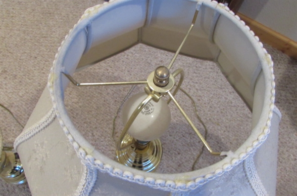 GOLD-TONE TABLE LAMPS WITH VICTORIAN SHADES