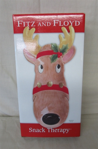 FITZ & FLOYD REINDEER SNACK SERVER