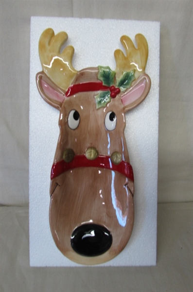 FITZ & FLOYD REINDEER SNACK SERVER