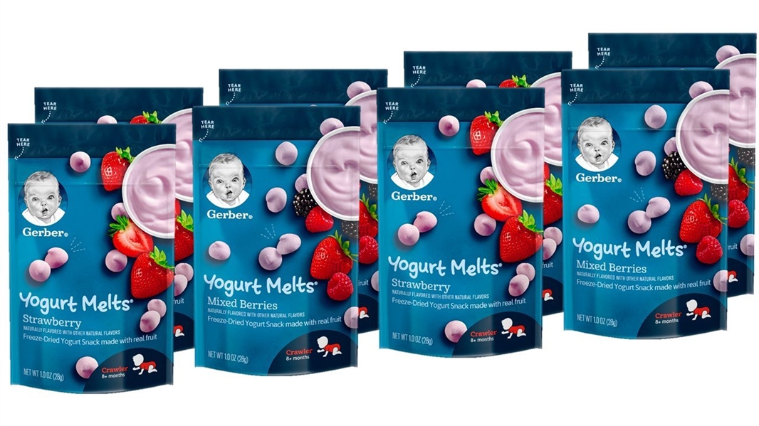 GERBER YOGURT MELTS STRAWBERRY AND MIXED BERRIES 8 CT