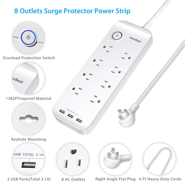 ONE BEAT POWER STRIP WITH USB PORTS