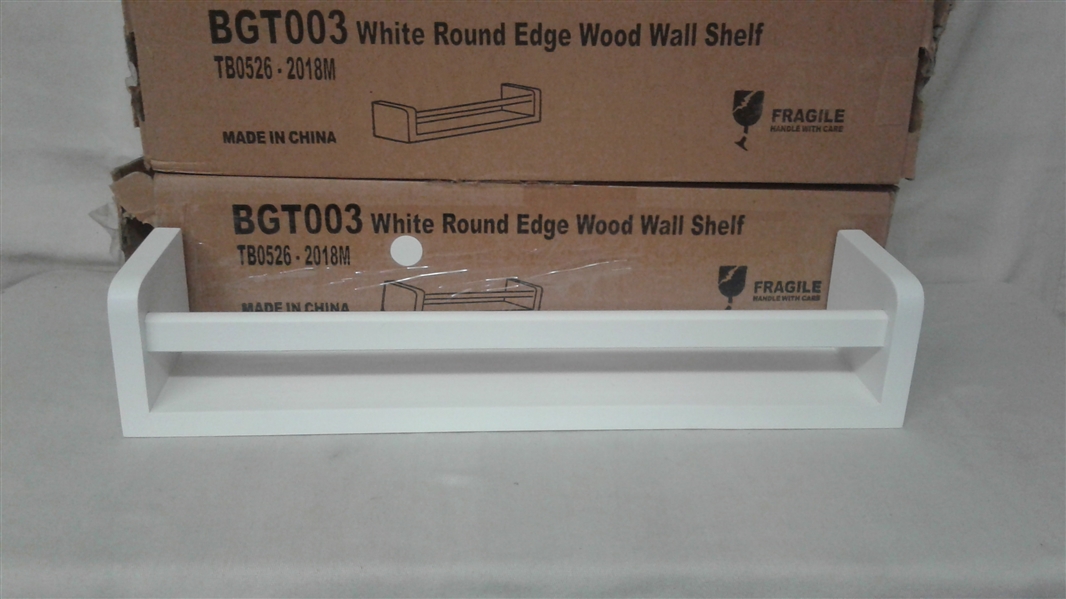 3 WHITE ROUND EDGE WOOD WALL SHELVES 