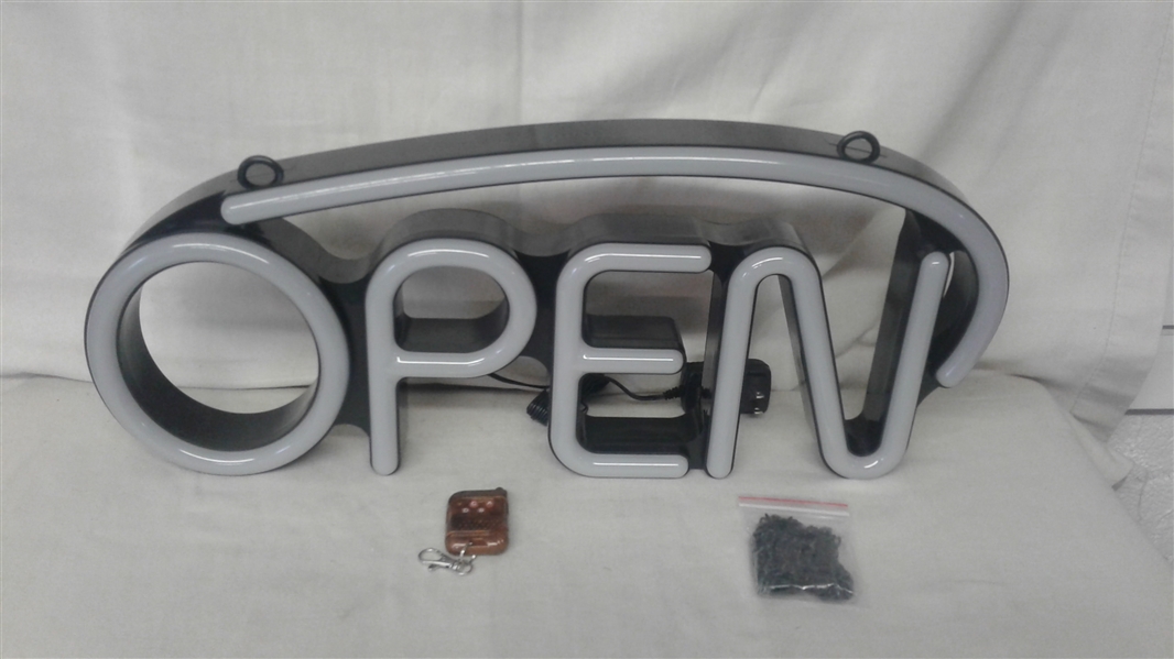 LED ILLUMINATED OPEN SIGN WITH REMOTE