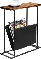 21" MODERN WOOD AND METAL END TABLE WITH MAGAZINE SLING
