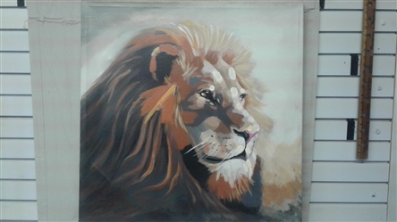 LION OIL PAINTING ON CANVAS 29.5X29