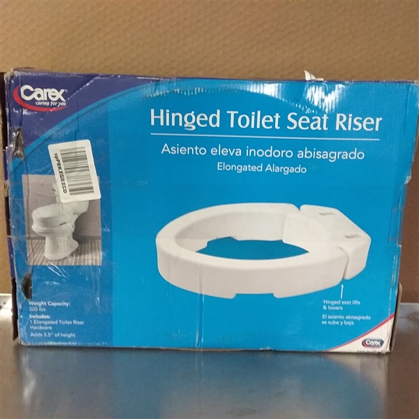 CAREX HINGED TOILET SEAT RISER ELONGATED 