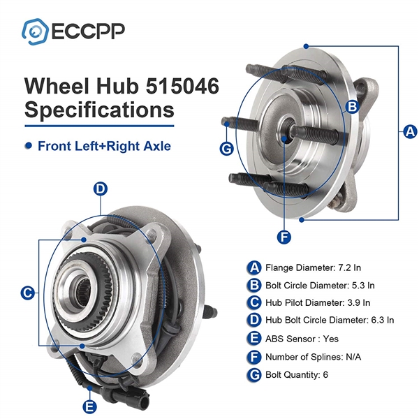 ECCPP WHEEL HUB BEARING REPLACEMENT SET FOR FRONT 04-05 F-150 4X4