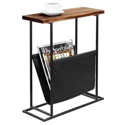 MYGIFT 21" MODERN WOOD & METAL END TABLE WITH MAGAZINE SLING