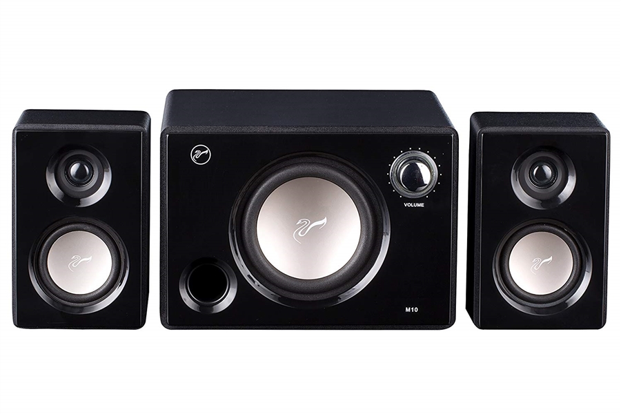 Swans Speakers - M10B - Powered 2.1 Computer Speakers - Surround Sound - Near-Field Speakers - Bookshelf Speakers - Black