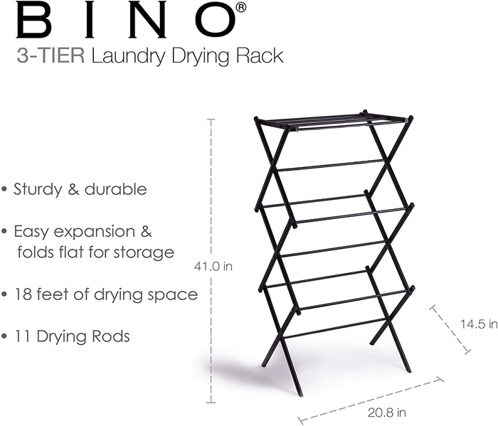 THREE TIER COLLAPSIBLE CLOTHES DRYING RACK 