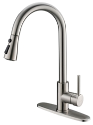 Moone Commercial Single Handle Kitchen Faucet Pull Down Sprayer Stainless Steel Brushed Nickel