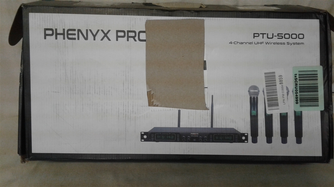 PHENYX PRO PTU-5000 4-CHANNEL UHF WIRELESS MICROPHONE SYSTEM