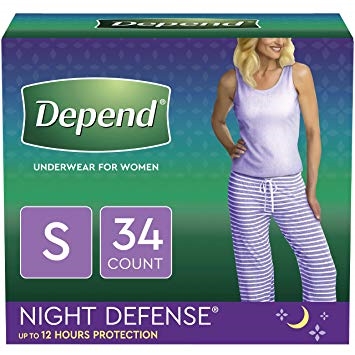 DEPEND FOR WOMEN NIGHT DEFENSE SIZE S 34 CT