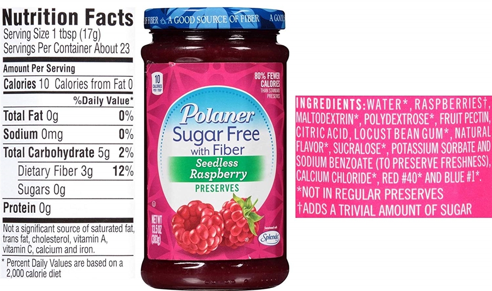 POLANER SUGAR FREE WITH FIBER PRESERVES BLACKBERRY, RASPBERRY, AND STRAWBERRY WITH SPREADER