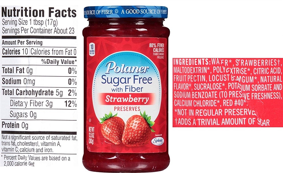 POLANER SUGAR FREE WITH FIBER PRESERVES BLACKBERRY, RASPBERRY, AND STRAWBERRY WITH SPREADER