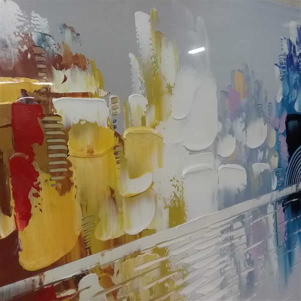 HAND PAINTED CITYSCAPES  REFLECTION MODERN OIL PAINTING ON CANVAS