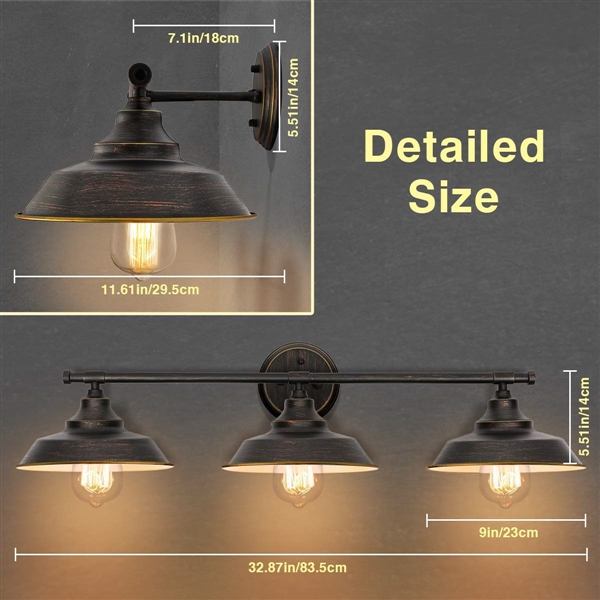 INDUSTRIAL STYLE 3 LIGHT WALL FIXTURE 