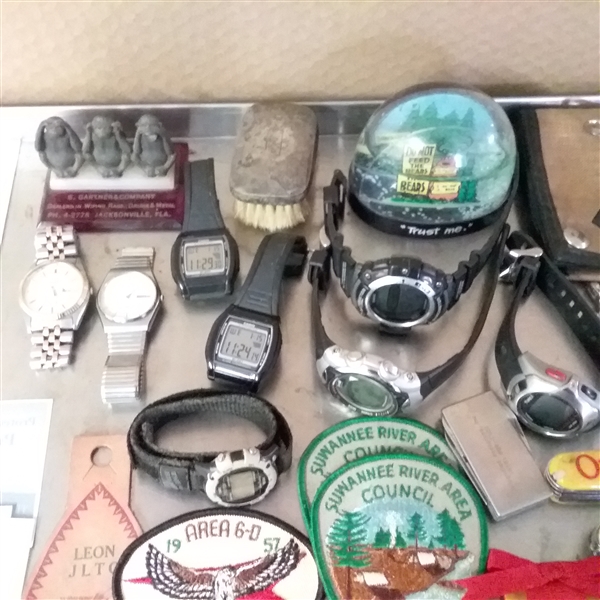 WATCHES, BOY SCOUT PATCHES, WALLETS, STICKERS AND OTHER SMALL ITEMS