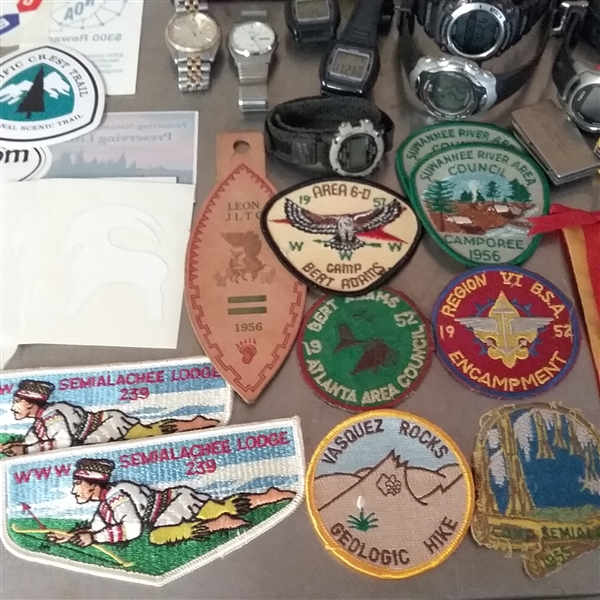 WATCHES, BOY SCOUT PATCHES, WALLETS, STICKERS AND OTHER SMALL ITEMS