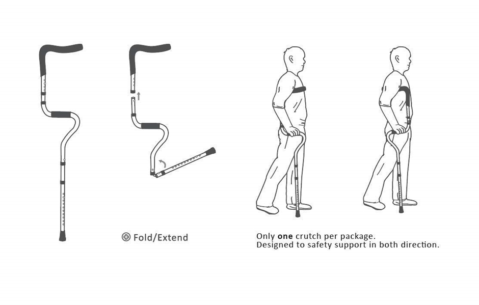 ADJUSTABLE FOLDING CRUTCH