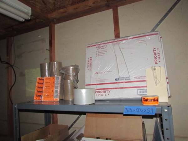 METAL SHELF UNIT AND SHIPPING SUPPLIES