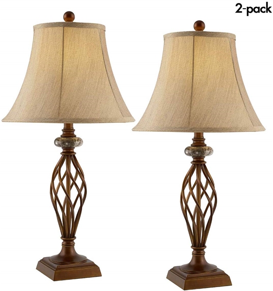 SET OF BRONZED TABLE LAMPS