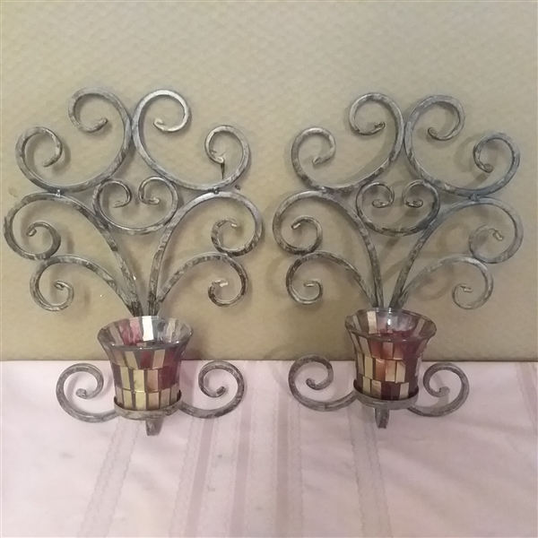 METAL WALL MOUNT CANDLE SCONCES