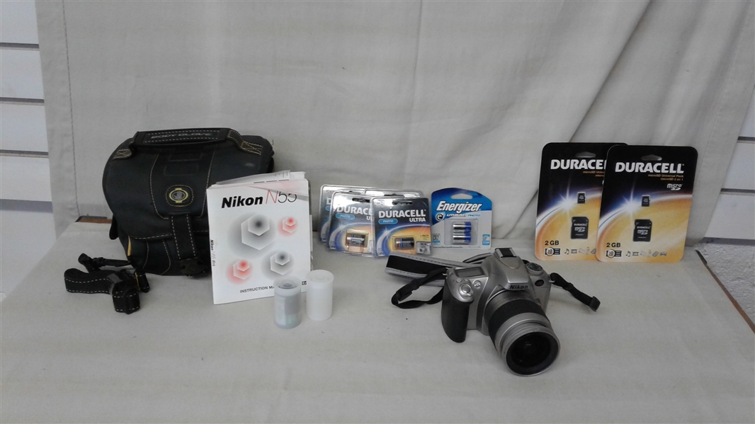 NIKON N55 CAMERA AND ACCESSORIES