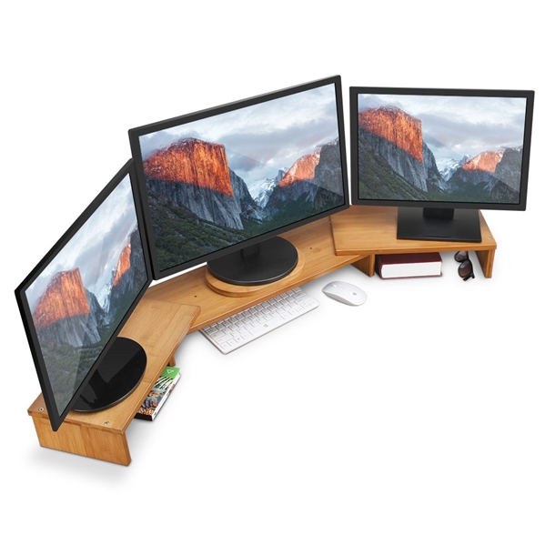 TRIBESIGNS ADJUSTABLE 3 SHELF BAMBOO MONITOR STAND RISER