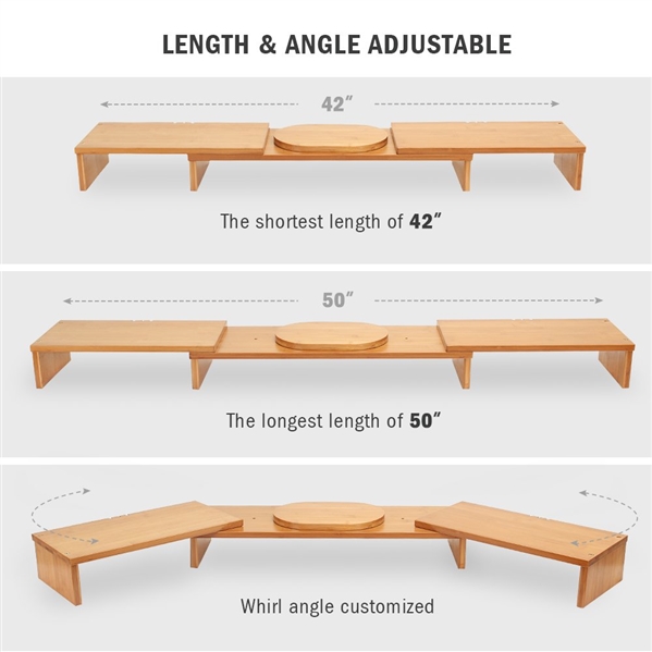 TRIBESIGNS ADJUSTABLE 3 SHELF BAMBOO MONITOR STAND RISER