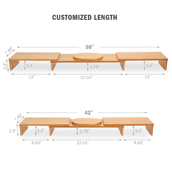 TRIBESIGNS ADJUSTABLE 3 SHELF BAMBOO MONITOR STAND RISER