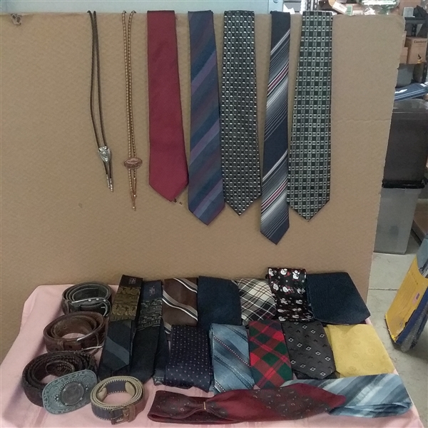 VINTAGE TIES, BOLO TIES AND BELTS