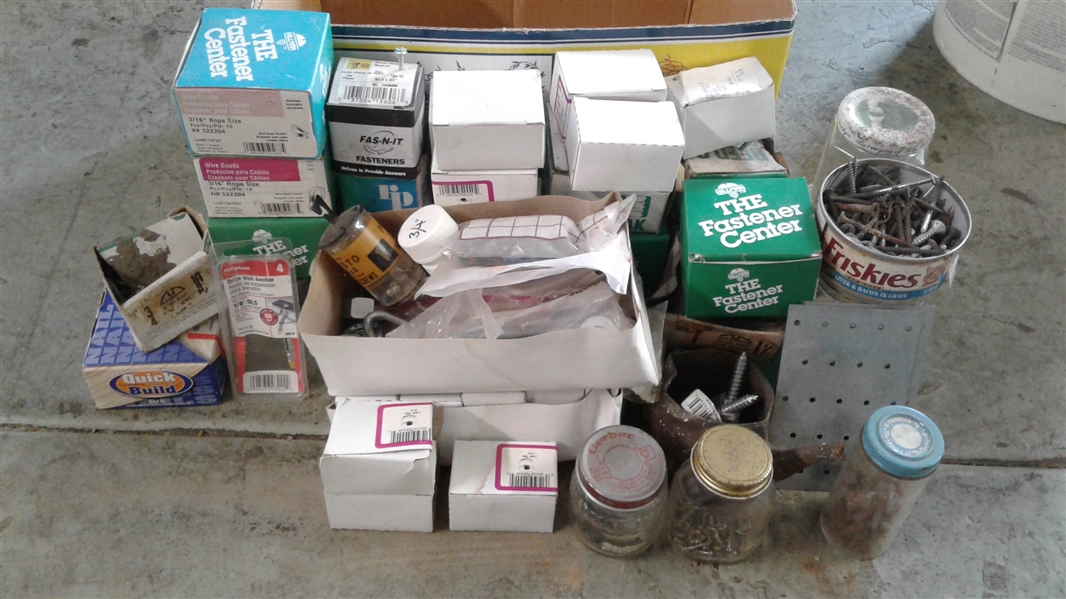 LOT OF NAILS, FASTENERS, AND OTHER HARDWARE