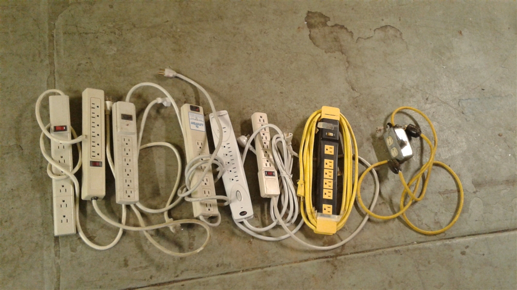 LARGE LOT OF EXTENSION CORDS AND POWER STRIPS